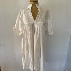 Flowy Cream Ruffled V-Neck Midi Dress